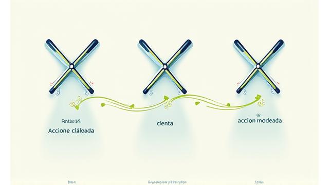 Diagrama explicativo sobre la acción de la caña de pescar, mostrando puntos de flexión para acciones rápidas, moderadas y lentas.