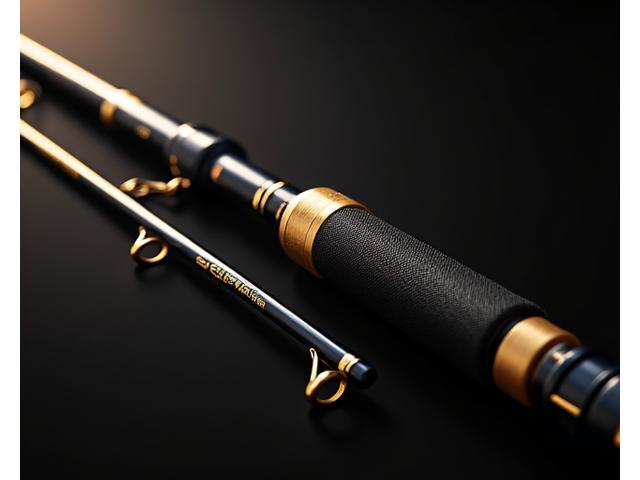 Caña de jigging con acabado dorado y empuñadura ergonómica