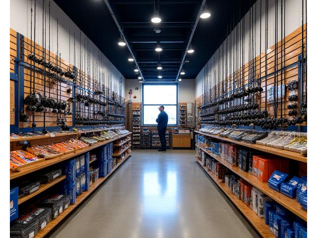 Interior de la tienda Agua Viva Pesca con equipos de pesca y asesoramiento
