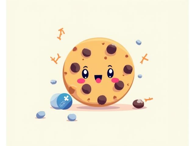 Ilustración de una galleta con símbolos de privacidad y un candado, representando el control de cookies.